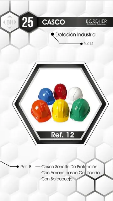 Página de cascos del catálogo de dotación industrial Bordher