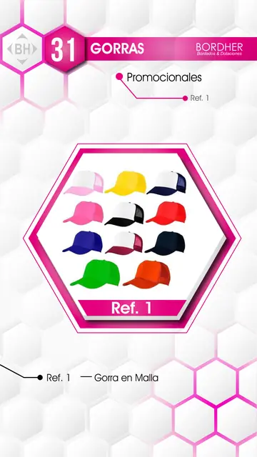 Página de gorras del catálogo de promocionales Bordher