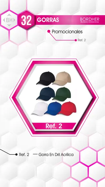 Catálogo Bordher página 32 – Gorras (Promocionales): Gorra en dril acrílica