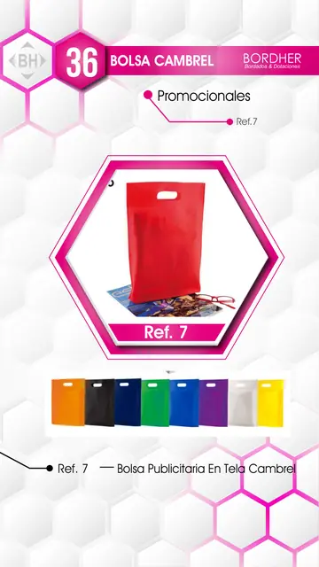 Catálogo Bordher página 36 – Bolsa cambrel (Promocionales): Bolsa publicitaria en tela cambrel