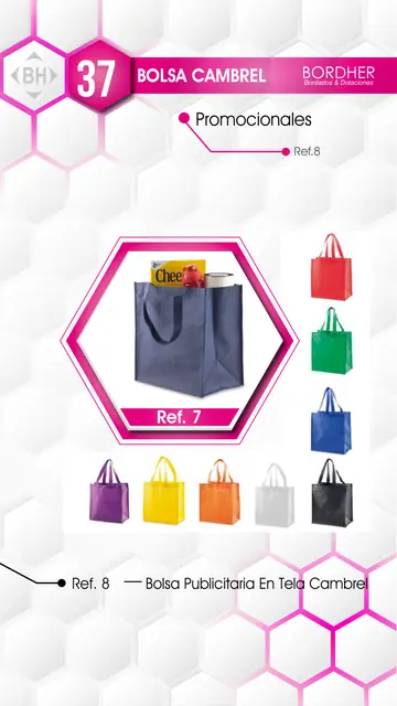 Catálogo Bordher página 37 – Bolsa cambrel (Promocionales): Bolsa publicitaria en tela cambrel