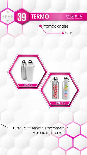 Catálogo Bordher página 39 – Termos (Promocionales): Termo o caramañola en aluminio sublimable