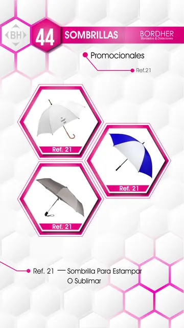 Catálogo Bordher página 44 – Sombrillas (Promocionales): Sombrilla para estampar o sublimar